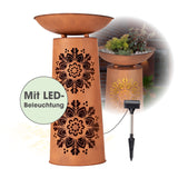 EASYmaxx LED-Dekosäule mit Pflanzschale in Rost-Optik Mandala, Solar, mit LED-Beleuchtung, für Garten, Terrasse und Balkon.