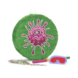 LUMALAND Pinata Set zum Befüllen inkl. Schläger & Augenbinde "Beat The Virus" grün/rot 50x50x15 cm mit Konfetti und Stock