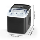 GOURMETmaxx Eiswürfelbereiter - schwarz mit 1,3-L Wassertank, herausnehmbarem Behälter und zwei Eiswürfelgrößen.