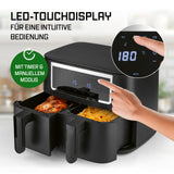 GOURMETmaxx Doppelkammer-Heißluftfritteuse 2 x 4 L mit Touchdisplay, Timer, 10 Programme und 2 unabhängigen Garzonen.