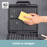 GOURMETmaxx Waffeleisen für Belgische Waffeln schwarz mit Antihaftbeschichtung, leicht zu reinigen und sicher durch Cool-Touch-Griffe.
