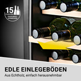 N8WERK Weinkühlschrank - 15 Flaschen mit edlen Einlegeböden aus Echtholz, freistehend und funktional für optimale Weinlagerung.