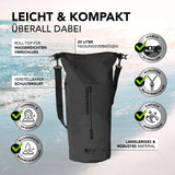 Where Tomorrow Dry Bag 20L - Style 02 - Schwarz, wasserdichter, robuster Outdoor-Rucksack mit UV-Schutz und verstellbarem Schultergurt.