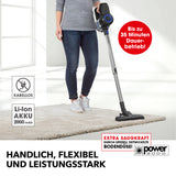 CLEANmaxx Zyklon-Staubsauger schwarz/blau mit kabellosem Li-Ion Akku und Bodendüse für flexibles, leistungsstarkes Saugen bis 35 Minuten.
