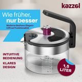 Kezzel® innovativer Wasserkessel für Induktionsherde 1,5 Liter mit automatischer Abschaltfunktion und klarem Design, kein Überkochen.
