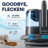 CLEANmaxx Polster- & Teppichreiniger Pro Power – 3in1 Gerät mit 13 kPa Saugleistung, 5 m Kabel und 3 Düsen für gründliche Fleckenentfernung.
