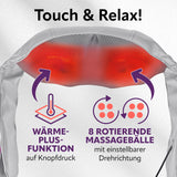VITALmaxx Shiatsu-Massagegerät mit Knet- & Druckmassage, Wärme & Halteschlaufen, 8 rotierende Massagebälle mit Wärmefunktion