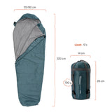 Where Tomorrow Camping Schlafsack Small & Light Goblinblau, Mumienschlafsack 220x80x50 cm, wasserabweisend, bis -5 °C, mit Packsack und Kissenfach.