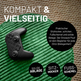 LUMALAND Sitzsack Pouf (Cord-Reihe), 50L in Dunkelgrün als Hocker, Ablage und Fußschemel mit waschbarem Bezug.