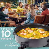 GOURMETmaxx elektrische Partypfanne Ø 42 cm, 8L Fassungsvermögen, mit Thermostat und Glasdeckel für bis zu 10 Personen.