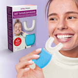 VITALmaxx 360° Schall-Zahnbürste mit LED-Blaulicht & Vibration - weiß/türkis mit weichen Borsten und 4 Reinigungsmodi für schnelle Zahnreinigung