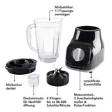 GOURMETmaxx Standmixer mit 4 Edelstahlklingen, 1L Mixbehälter, 2 Geschwindigkeitsstufen und rutschfesten Gummifüßen für sicheres Mixen.