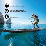 FitEngine Race SUP-Board Set (Touring) – 11‘8‘‘ mit Carbon-Optik, robust, schnell, 380 Liter Volumen, inkl. Paddel und Luftpumpe.