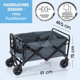 EASYmaxx Klapp-Bollerwagen mit 360° Vorderrädern, robustem Stahlrahmen, faltbar, bis 80 kg belastbar, inklusive Getränkehalter und Tasche.