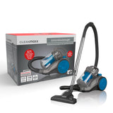 CLEANmaxx Multi-Zyklon-Staubsauger 800W schwarz/blau mit 4 Spezialdüsen und beutelloser Zyklontechnologie für einfache Reinigung.