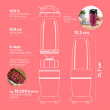 GOURMETmaxx Nutrition Mixer Pro 1.000 mit Zubehörset M, 550 ml Mixbecher, 6-fach Edelstahlklingen, 1000W Motor, To-go-Deckel.