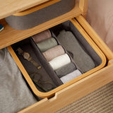 LUMALAND Organizer mit Bambus-Rahmen - 3er-Set - 30 x 30 x 9 cm (3/4/9 Aufteilung) - Taupe, geordnet in Schublade.