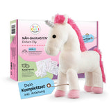 cuci cuci Näh-Baukastenset Motiv Einhorn Elly mit Plüscheinhorn und Komplettset für Kinder ab 5 Jahren, Näherfolg garantiert