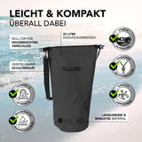 Where Tomorrow Dry Bag 30L - Style 01 - Schwarz, wasserdichter, robuster Outdoor-Rucksack mit UV-Schutz und verstellbarem Schultergurt.