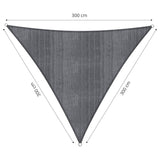 LUMALAND Sonnensegel 100% HDPE Dreieck 3 x 3 Meter dunkelgrau, stabil, UV-beständig, vielseitig für Terrasse, Balkon und Garten.