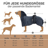 FLUFFINO Hundebademantel - Größe M beige/blau, saugfähig, schnell trocknend, mit Kapuze und Klettverschluss für mittlere Hunde.