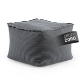 LUMALAND Modularer Sitzsack-Hocker aus der Cord-Reihe, 54x54x40 cm, mit softem, waschbarem Bezug in Grau, quadratisch und gemütlich.