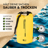 Where Tomorrow Dry Bag 10L - Style 02 - Gelb, wasserdichter, robuster Outdoor-Rucksack mit UV-Schutz und praktischem Schultergurt.