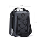 DoYouOutdoor Fahrrad Gepäck Tasche wasserfest 23L Grau mit reflektierenden Bändern, Schulterriemen und Tragegriff, wasserdicht und robust.