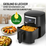 GOURMETmaxx Heißluftfritteuse 4 l mit Touchscreen, Timer, 8 Programmen und Shake-Reminder für fettarmes Frittieren.