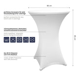 LUMALAND Stehtischhusse Ø 80-85 cm Weiß im 2er-Set, schmutzabweisend, abwischbar, waschbar, perfekte Passform für Stehtische.