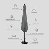 EASYmaxx Sonnenschirm mit UV-Schutz mit Sonnenschirmfuß, rechteckig 230x140 cm, grau, passgenau für Wände, mit Handkurbel und stabilem Fuß.