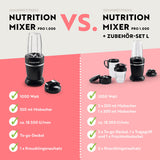GOURMETmaxx Nutrition Mixer Pro 1.000 mit Zubehörset M mit 1000W, 550 ml Mixbecher und To-go-Deckel für Shakes und Smoothies.