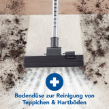 CLEANmaxx Hand- und Bodenstaubsauger kabellos mit Bodendüse reinigt Teppiche und Hartböden effektiv von Schmutz und Staub.