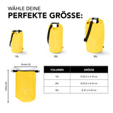 #DoYourOutdoor Dry Bag 10L Gelb wasserdichter, robuster Outdoor-Rucksack mit UV-Schutz und verstellbarem Schultergurt.