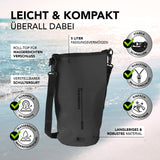 Where Tomorrow Dry Bag 5L - Style 02 - Schwarz, wasserdichter, leichter Outdoor-Rucksack mit UV-Schutz und verstellbarem Schultergurt.