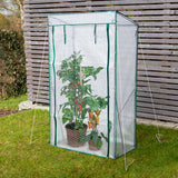 Hoberg Folien-Gewächshaus 100x50x158/170 cm mit stabilem Gestell, lichtdurchlässiger PE-Folie und Reißverschluss für Jungpflanzen und Tomaten.