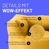 LUMALAND Sitzsack-Sofa Sessel Senfgelb mit abnehmbarem Bezug, wasserabweisendem Material und extrastarken Nähten, modular kombinierbar.