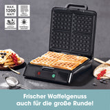 GOURMETmaxx Waffeleisen für Belgische Waffeln Schwarz mit Antihaftbeschichtung, 4 Waffeln, stufenloser Bräunungsgrad, Cool-Touch-Griffe
