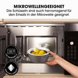 MAXXMEE Thermo-Schüssel Mikrowelle - 3er-Set in grau/weiß, mikrowellengeeignet mit Edelstahl-Einsatz und Drehverschluss-Deckel.