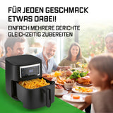 GOURMETmaxx Heißluftfritteuse 6,5 l mit Touchscreen, Timer und 11 Programmen für fettarmes Frittieren und mehrere Gerichte gleichzeitig.