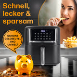 GOURMETmaxx 4in1-Heißluftfritteuse 1600 W, 6 L mit Touchdisplay, schnell, sparsam und ideal für knusprige Gerichte.