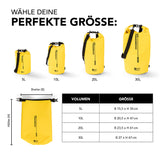 Where Tomorrow Dry Bag 10L - Style 02 - Gelb wasserdichter, robuster Rucksack mit verstellbarem Schultergurt und UV-Schutz.
