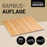 LUMALAND Bambusauflage für Modular-Hocker - 54 x 50 x 1 cm, rollbar, flexibel, rutschfest und vielseitig als Tisch oder Ablage nutzbar.