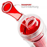 #DoYourFitness Trinkflasche mit Früchtebehälter Fruchteinsatz 800 ml Rot mit dichtem, leicht zu öffnendem Trinkverschluss aus BPA-freiem Tritan.