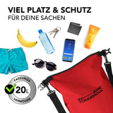 Where Tomorrow Dry Bag 20L - Style 01 - Rot wasserdichter Rucksack mit 20L Volumen und praktischem Schutz für Outdoor-Abenteuer.