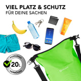 #DoYourOutdoor Dry Bag 20L Grün wasserdichter, robuster Outdoor-Rucksack mit 20L Fassungsvermögen und verstellbarem Schultergurt.