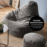 LUMALAND Sitzsack GIANT aus der Cord-Reihe, 135 x 100 cm - Bezug soft & waschbar - Beige, gemütlich und pflegeleicht.