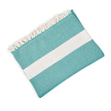 LUMALAND Baumwolldecke / Tagesdecke aus 100 % Baumwolle - ca. 200 x 240 cm - Grün mit Muster und Fransen, weich und langlebig.