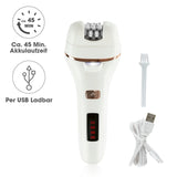 VITALmaxx Epilierer inkl. Akku & USB-Kabel - weiß/rosegold mit LED-Licht, zwei Geschwindigkeitsstufen und ca. 45 Min Akkulaufzeit