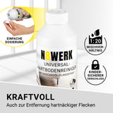 N8WERK Universal-Hartboden-Reinigungskonzentrat mit Avocadoöl für kraftvolle Reinigung und kinder-sicheren Verschluss.